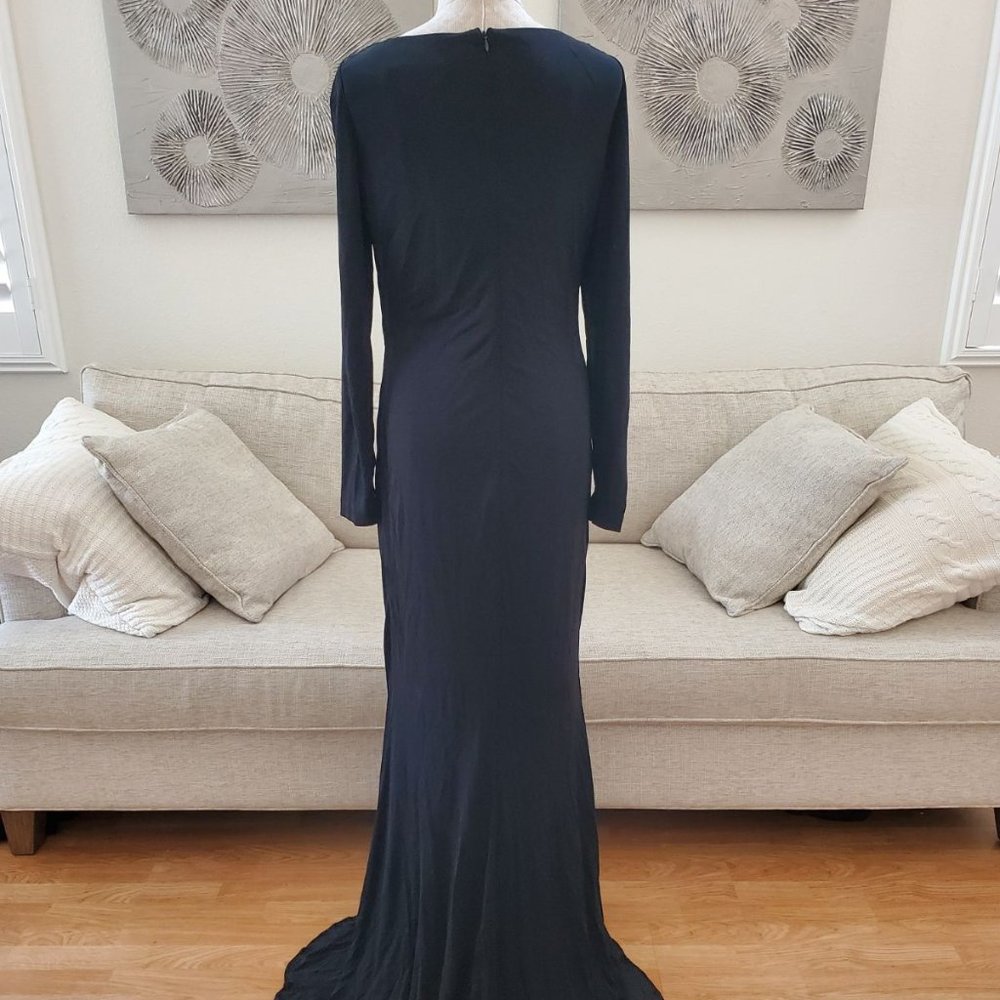 Badgley Mischka Beaded Collar Jersey Column Gown size 12 in Black
